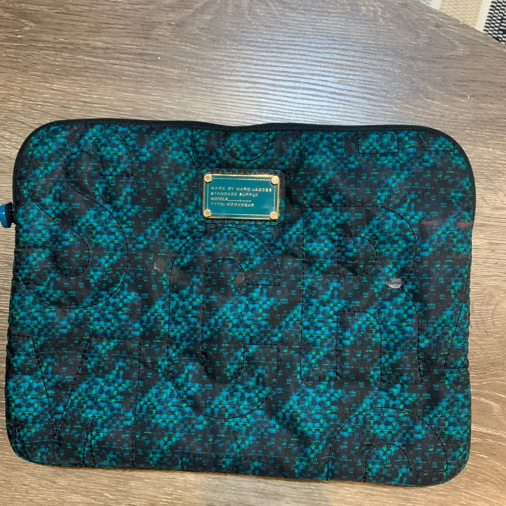 Marc by Marc Jacobs Teal and Black Quilted Laptop Case
